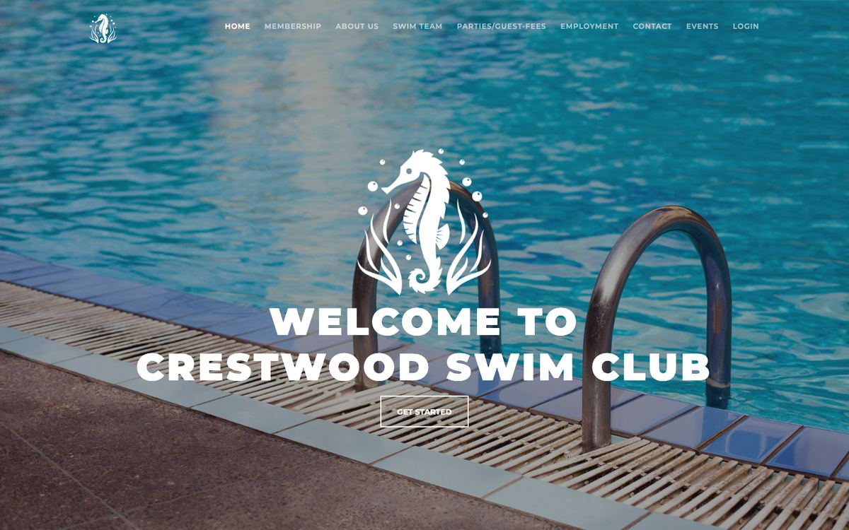Screenshot of the Crestwood Swim Club website