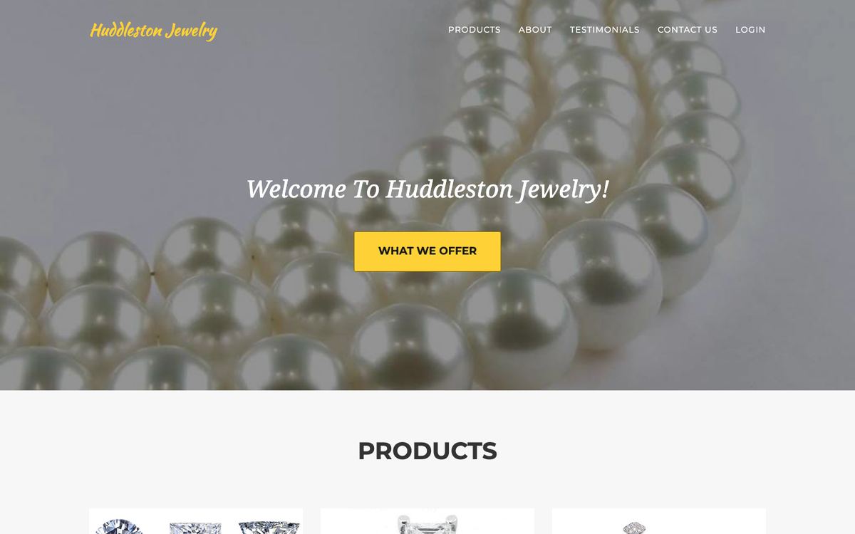 Screenshot of the Huddleston Jewelry website
